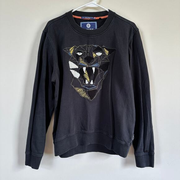 Noize Other - NOIZE AMSTERDAM Panther Sweatshirt Mens SMALL Black Crew Neck Long Sleeve